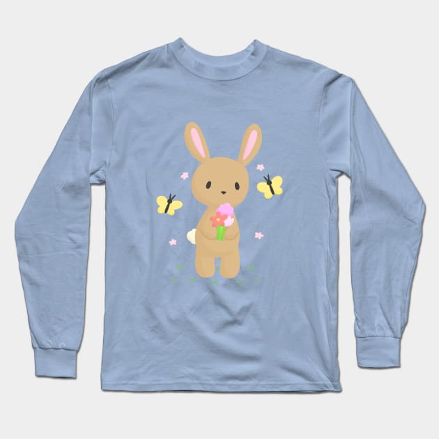 Bunny with flowers Long Sleeve T-Shirt by KammyBale